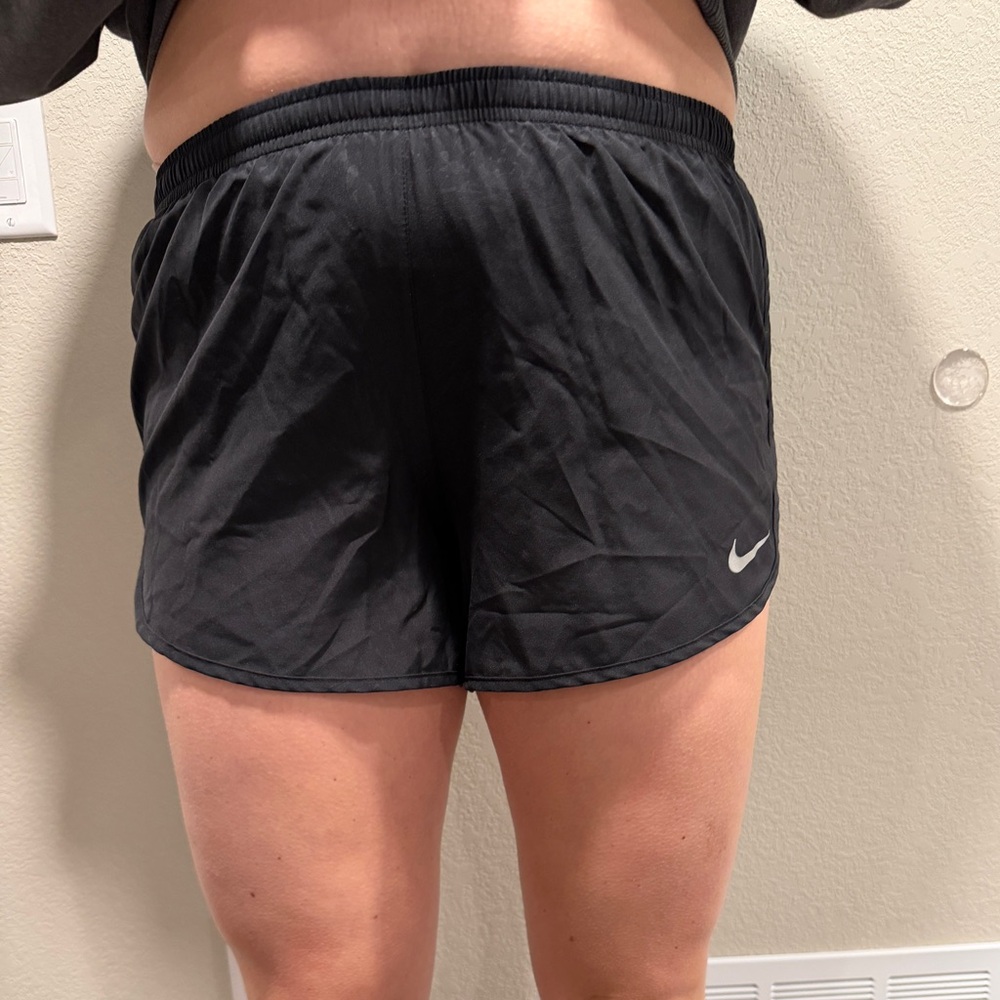Nike Women's Black Athletic Running Shorts with White Swoosh